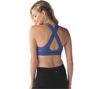 Lululemon All Sport Bra Giant Herringbone Black Heathered Pigment Blue Size 8